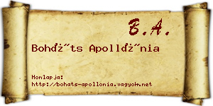 Boháts Apollónia névjegykártya